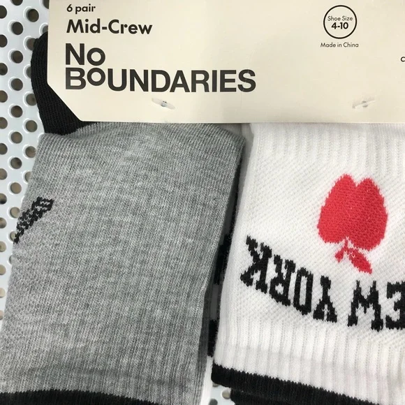 🔥$8🔥NEW Ribbed Mid Crew Socks, 6-Pack Shoe Sizes 4-10 Multicolored Women's - Picture 2 of 15